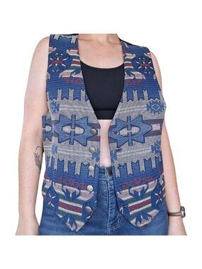 Vintage Rough Rider Tapestry Southwestern Vest Men's Size L Cowboy Western